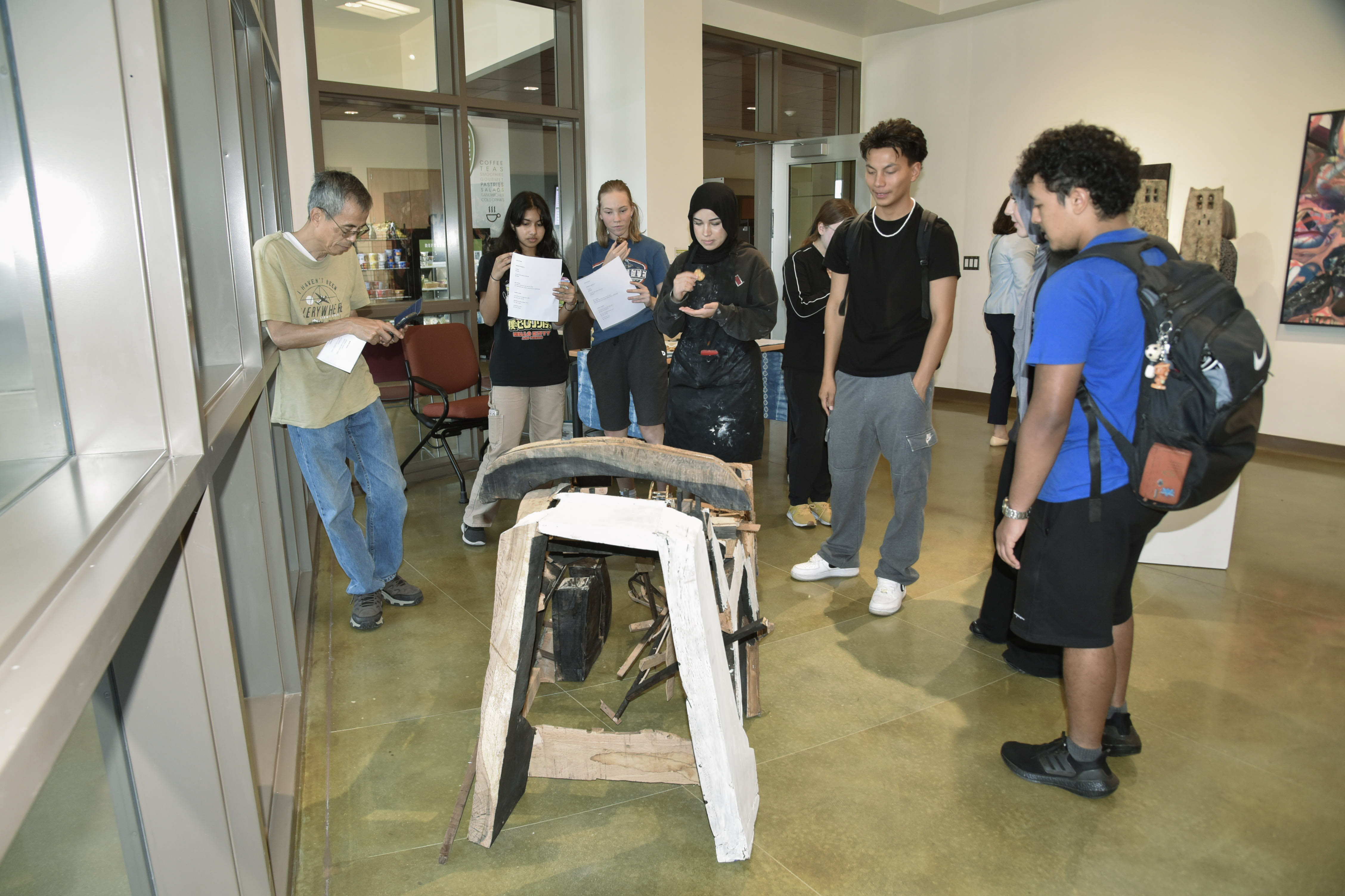 Attendees at art gallery exhibition