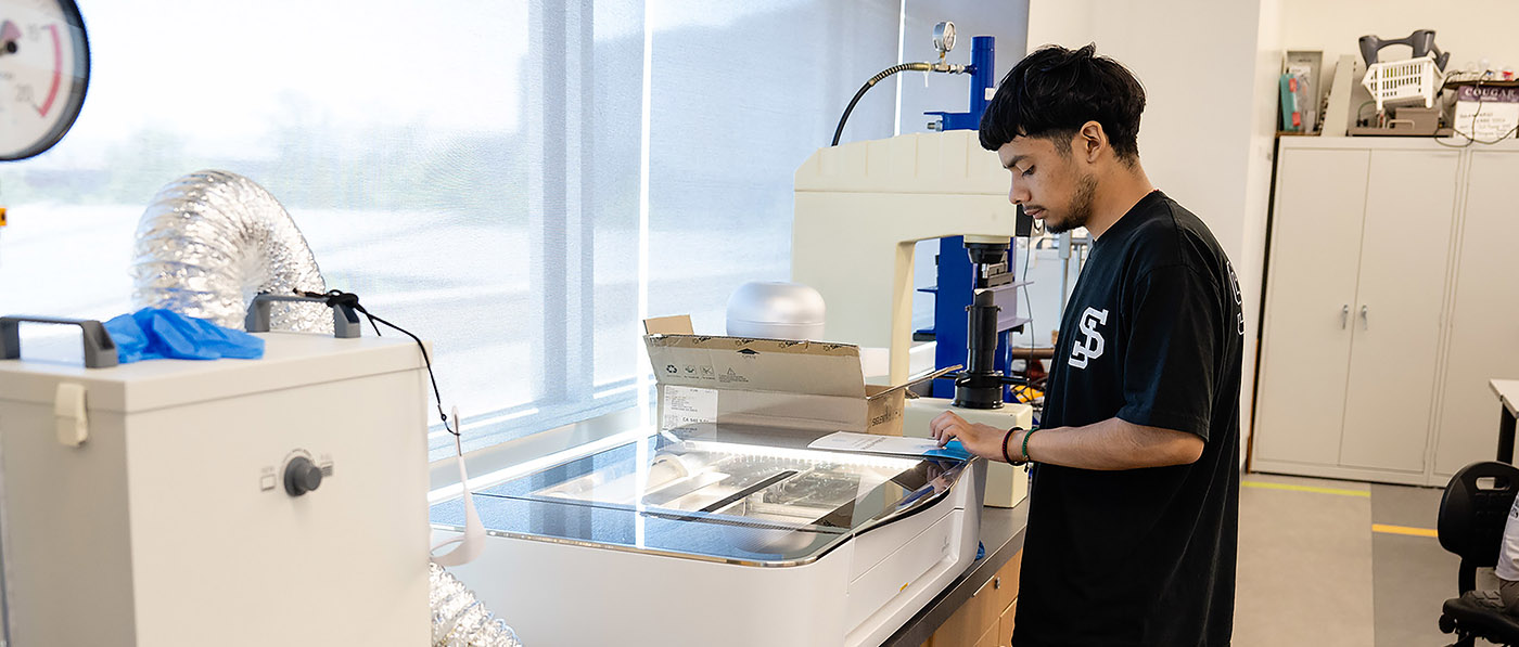 Engineering student in lab