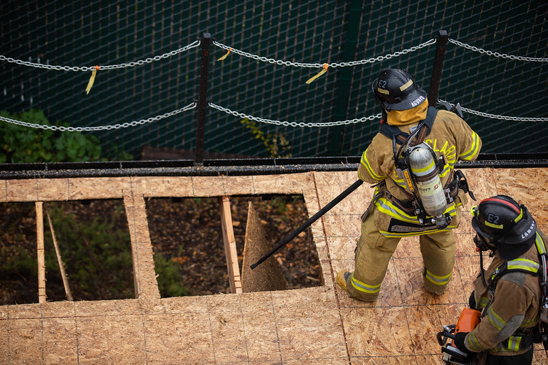 Firefighter students training