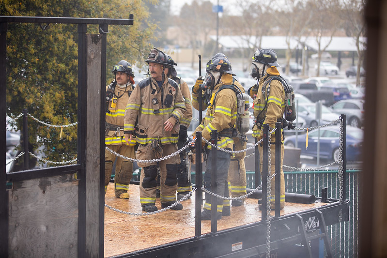 Firefighter students training