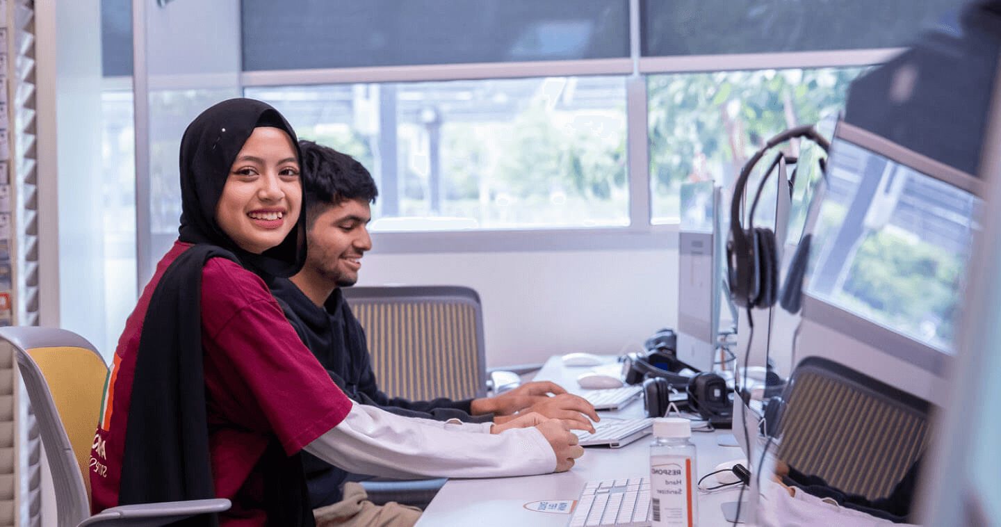 Mission College Student on Computer