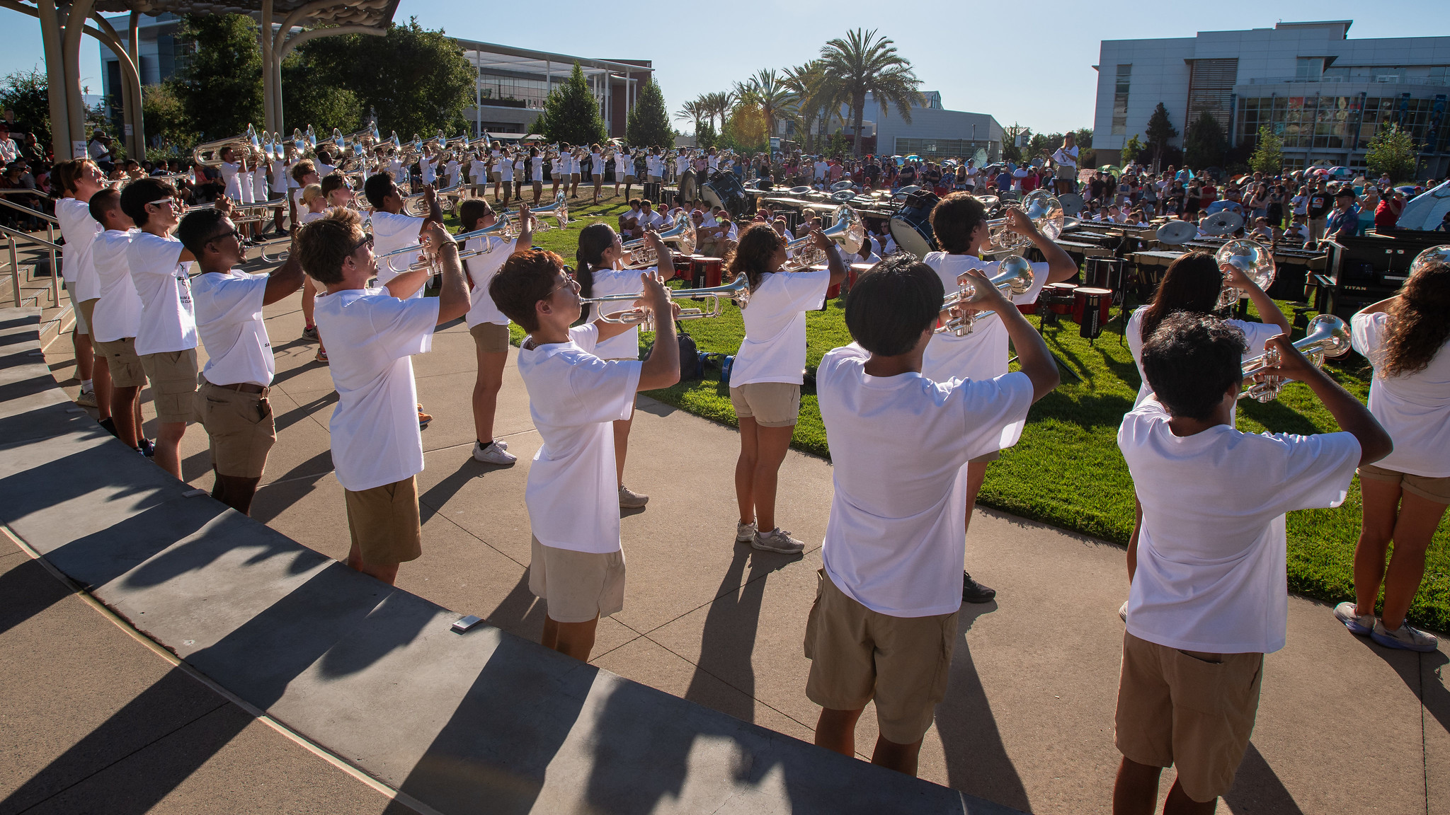 Band performing on stage for fourth of July celebration